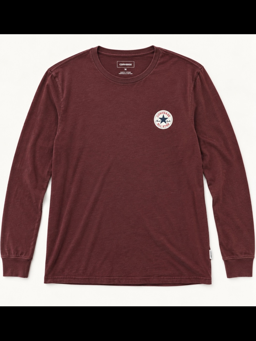 Converse Long Sleeve Crew Tee in Deep Burgundy